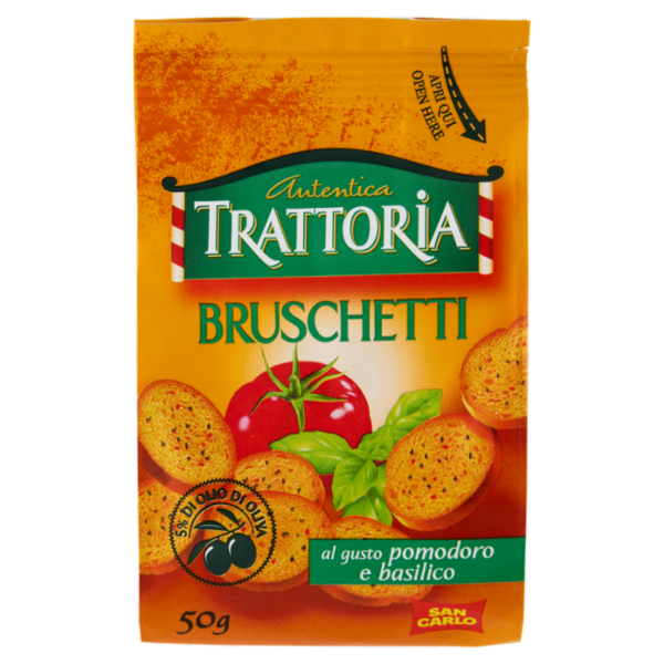 Autentica Trattoria Bruschetti al gusto pomodoro e basilico 50 g