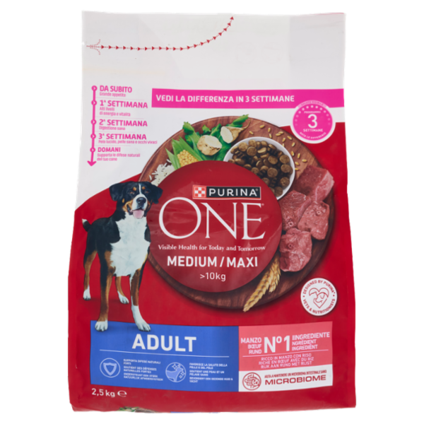 PURINA ONE Medium/Maxi Adult Manzo e Riso 2,5kg