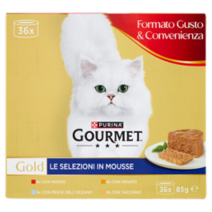 PURINA GOURMET Gold Le Selezioni In Mousse Manzo / Fegato / Pesce / Tacchino 36x85g