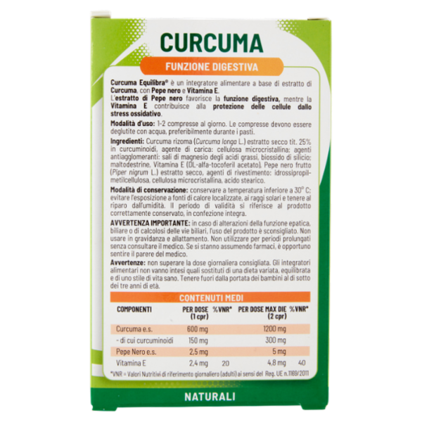 equilibra Curcuma Funzione Digestiva 20 Compresse 18,18 g