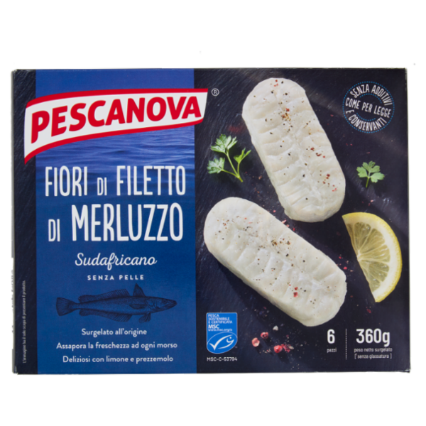Pescanova Fiori di Filetto di Merluzzo Sudafricano Senza Pelle 6 pezzi 360 g