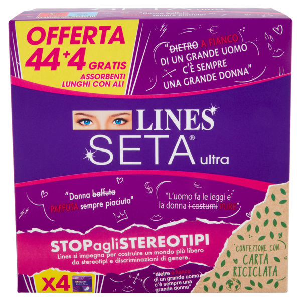 Lines Seta ultra Assorbenti Lunghi con Ali 44+4 pz