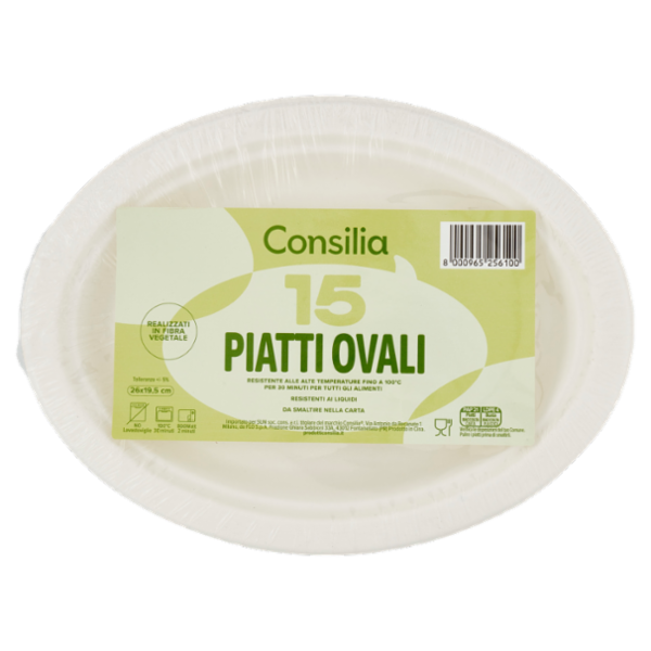 Consilia Vassoi Ovali in Fibra Vegetale Bianchi 26x19,5 cm 15 pezzi