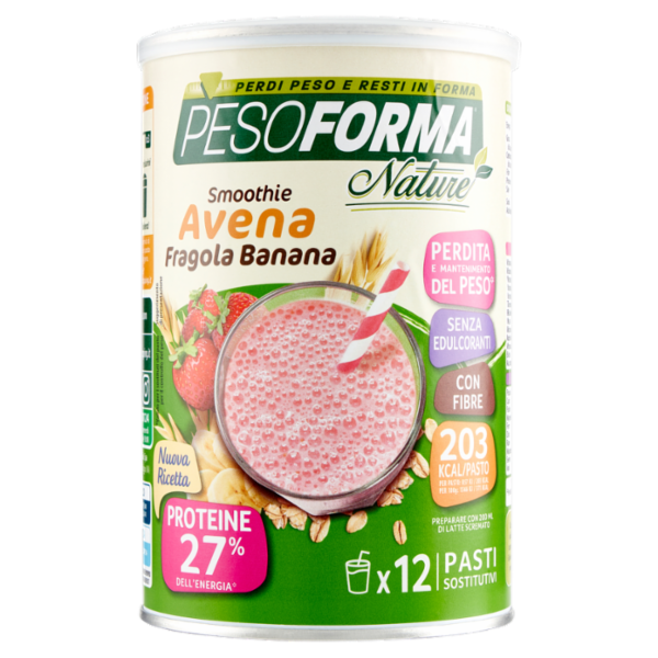 Pesoforma Nature Smoothie gusto Avena Fragola e Banana, sostitutivo del pasto, 203kcal a pasto, 420g
