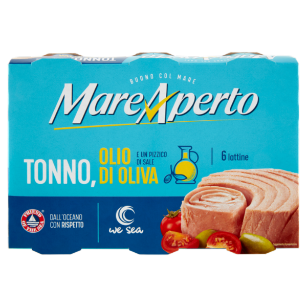 Mare Aperto Tonno, Olio di oliva e un Pizzico di Sale 6 x 70 g