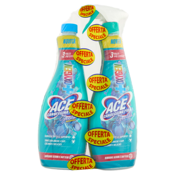 Ace Candeggina Più Gentile +Oxygen + Ricarica 2 x 650 ml
