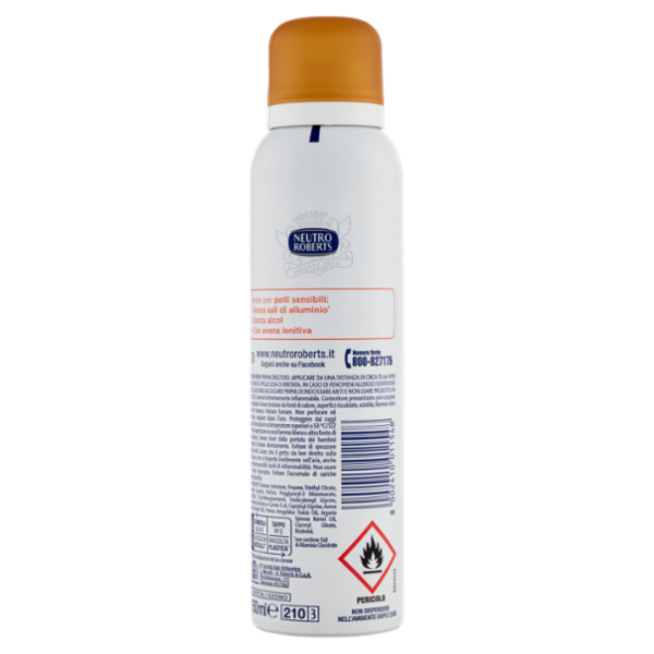 Neutro Roberts pelle sensibile zero% sali e alcol argan Deo Spray 150 ml