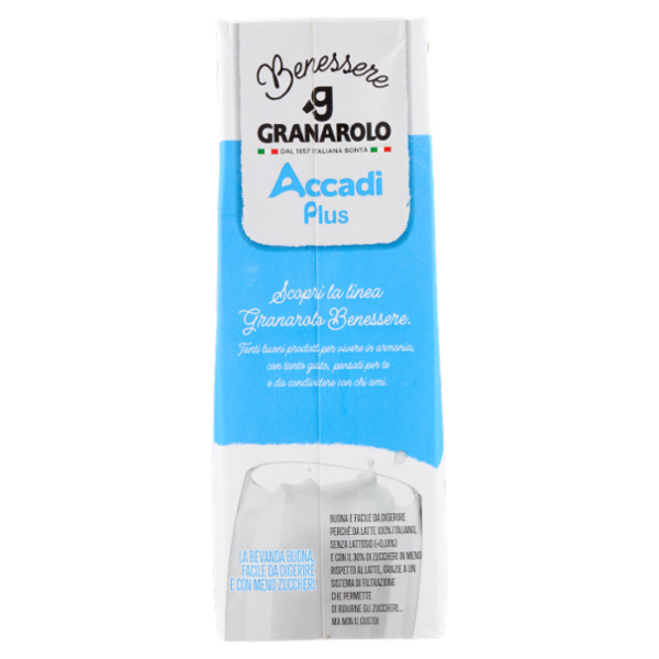 Granarolo Benessere Accadì Plus -30% di Zuccheri Senza Lattosio da Latte Parzialmente Scremato 1 L
