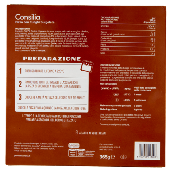 Consilia Pizza con Funghi 365 g