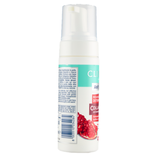 Clinians Antirughe Repair Mousse Detergente Viso Collagene ed Estratto di Melograno 150 mL