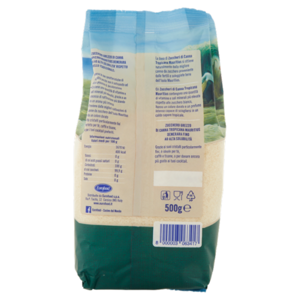 Tropicana Zucchero Grezzo di Canna Fino 500 g