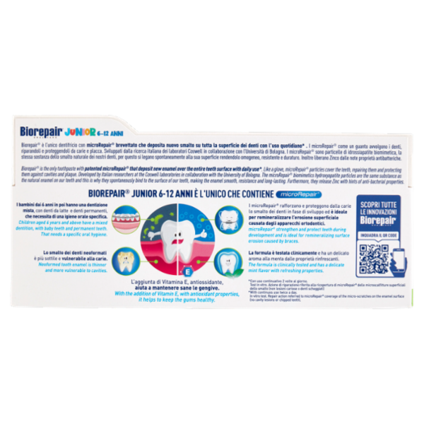 Biorepair Protezione Carie per denti neoformati Junior 6-12 Anni Menta Delicata 75 ml