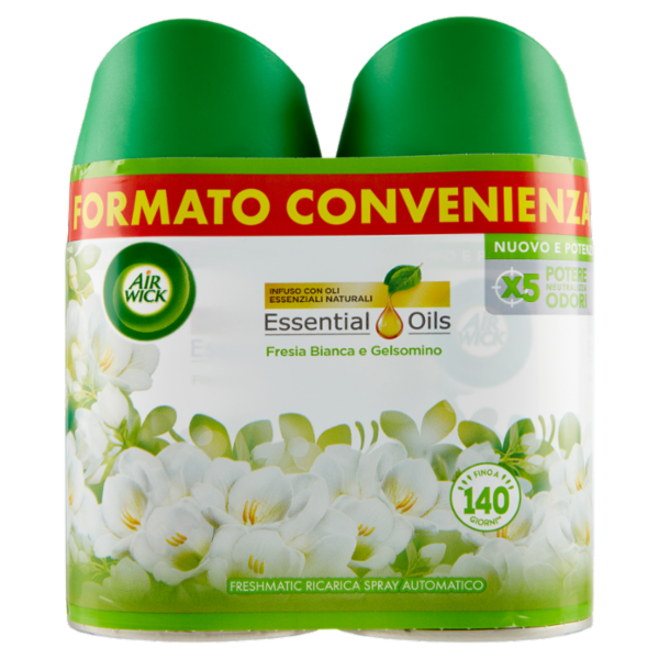 Air Wick Freshmatic Ricarica Bipacco Fresia Bianca e Gelsomino Profumatore per ambiente 2 x 250 ml