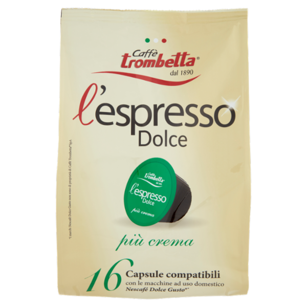 Caffè trombetta l'espresso Dolce più crema 16 Capsule compatibili Nescafé Dolce Gusto* 112 g
