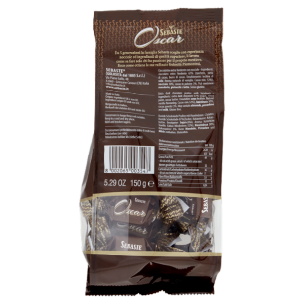Sebaste Oscar Cioccolatino Extra Fondente con Nocciole 150 g