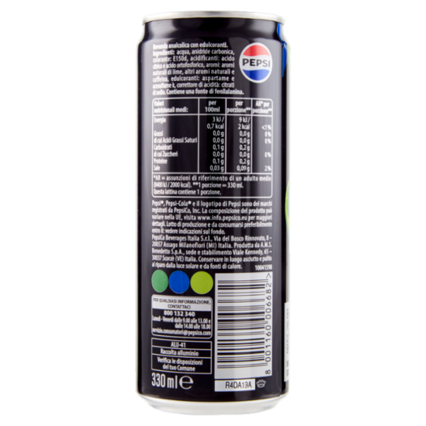 Pepsi Zero Zucchero Gusto Lime 330 ml