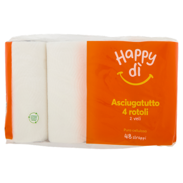 Happy dì Asciugatutto 2 Veli 48 Strappi 4 rotoli