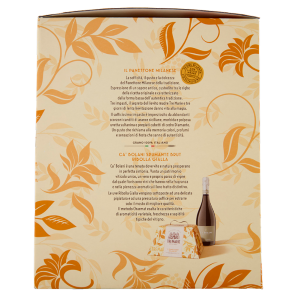 Tre Marie Incanto di Natale Panettone Milanese 750g + Spumante Brut Ca' Bolani Ribolla Gialla 750ml
