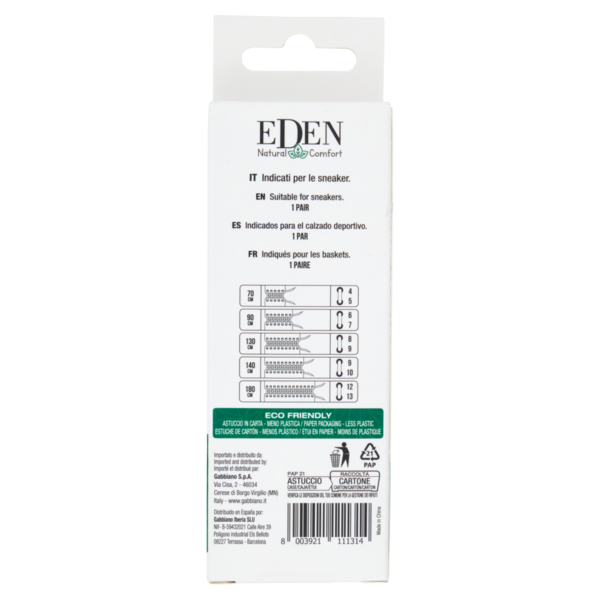 Eden Natural Comfort Lacci Piatti Larghi 130 cm 8/9 Fori 1 Paio