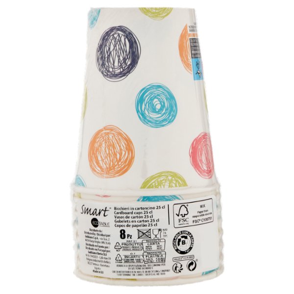 Smart Ecotable Bicchieri in cartoncino 25 cl 8 pz