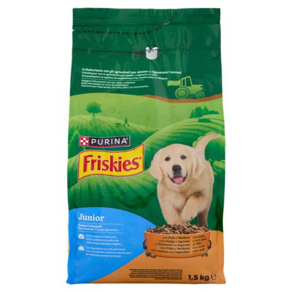 PURINA FRISKIES Junior con Pollo e Verdure e con Latte 1,5 kg