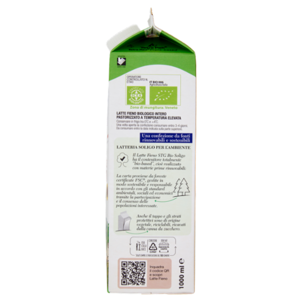 Latteria Soligo latte Fieno STG Bio Intero 1000 ml