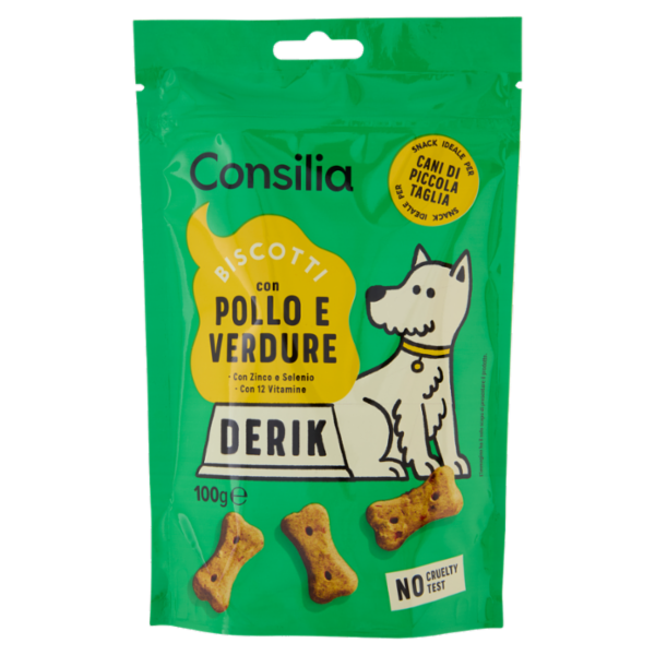 Consilia Derik Cane di Taglia Piccola Biscotti con Pollo e Verdure 100 g