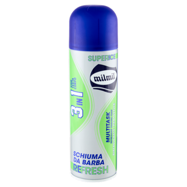milmil Schiuma da Barba Refresh Multitask 3 in 1 Viso Testa Corpo 300 ml