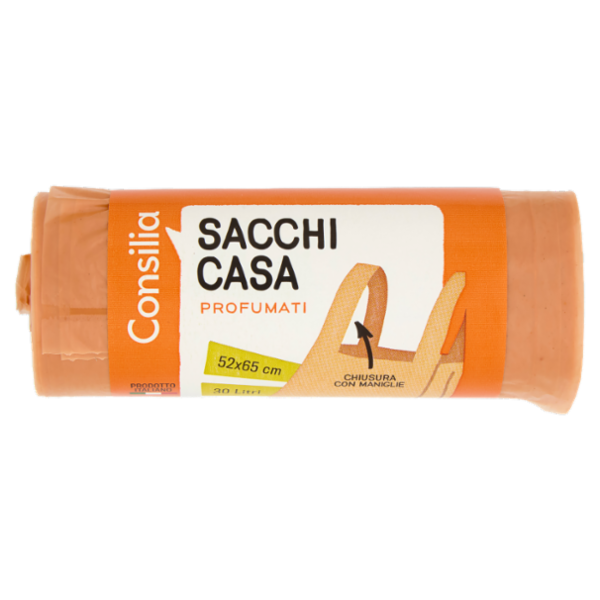 Consilia Sacchi Pattumiera Arancioni con Maniglie Profumati Cm 52x65 15 pezzi