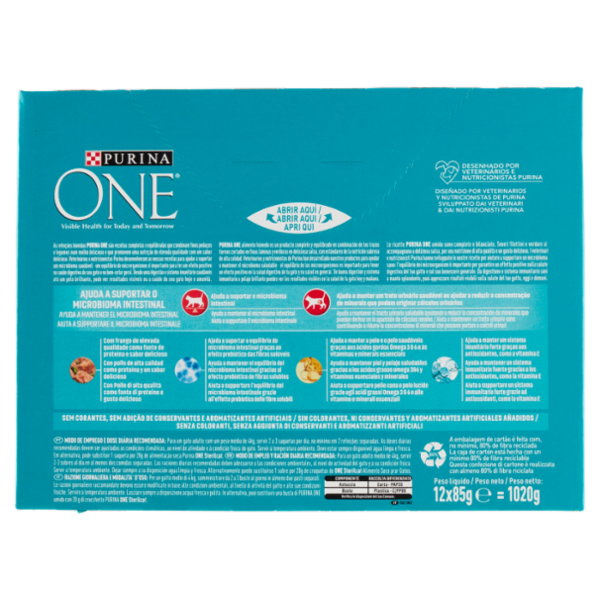 PURINA ONE umido Sterilcat Pollo Fagiolini, Manzo Carote, Salmone Carote, Tacchino Fagiolini 12x85g
