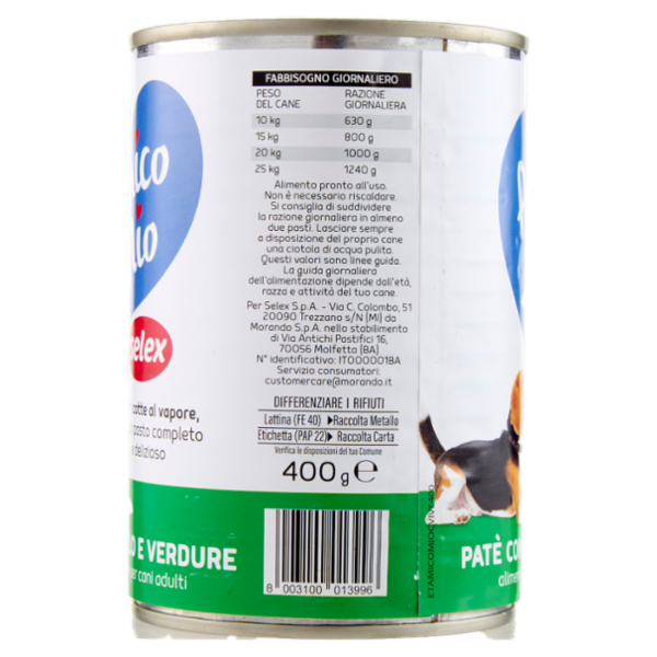 Selex Amico Mio Paté per Cane con Vitello e Verdure 400 g