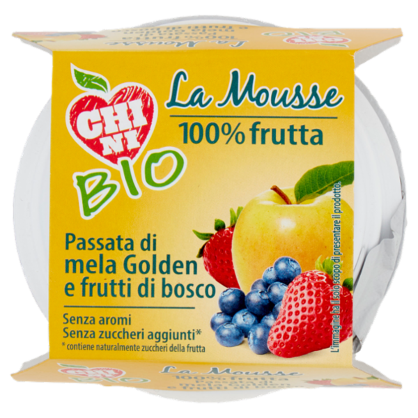 Chini Bio la Mousse 100% frutta Passata di mela Golden e frutti di bosco 2 x 100 g