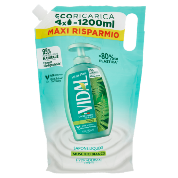 Vidal White Musk Sapone Liquido Muschio Bianco 1200 ml