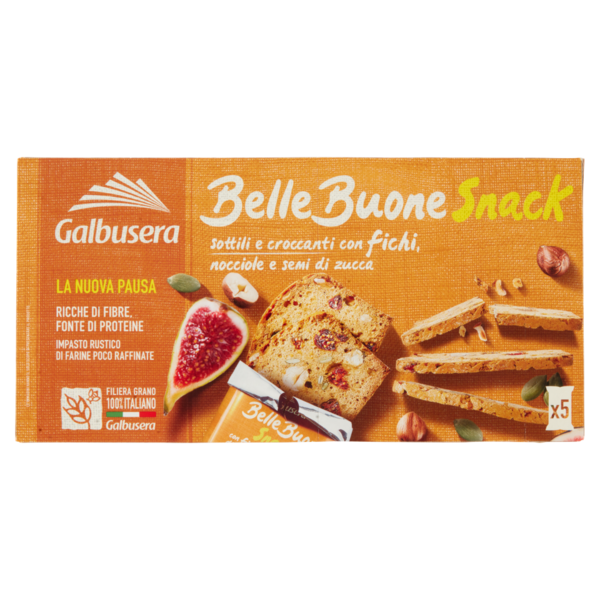 Galbusera BelleBuone Snack sottili e croccanti con fichi, nocciole e semi di zucca 5 x 30 g