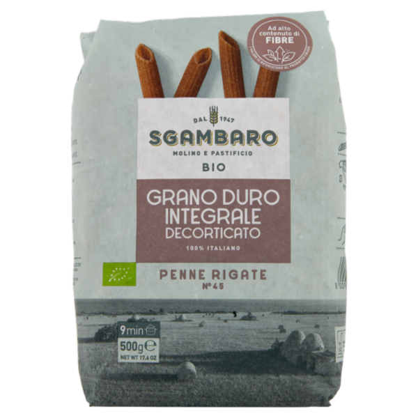 Sgambaro Bio Grano Duro Integrale Decorticato Penne Rigate N°45 500 g