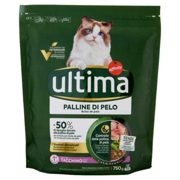 ultima Cat Palline di Pelo con Tacchino 750 g