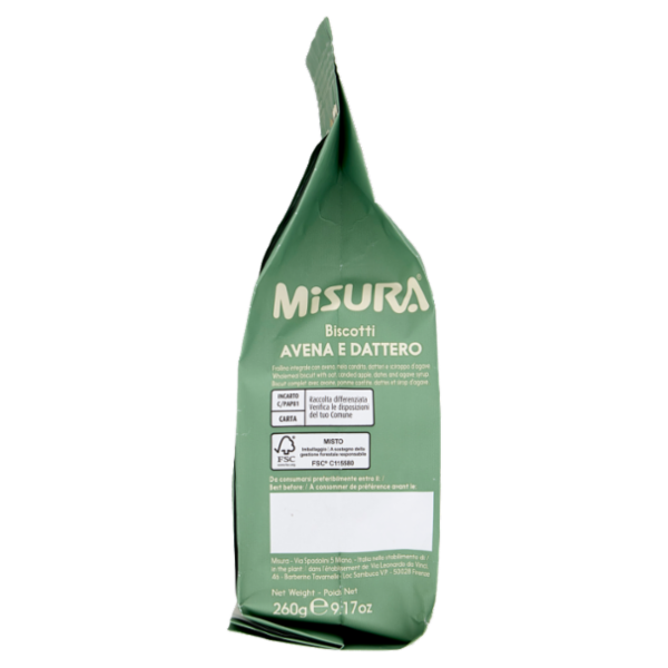 Misura Naturìcca Biscotti Avena e Dattero Plant Based 260 g