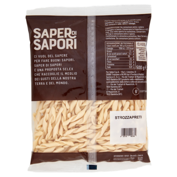 Selex Saper di Sapori Pasta Fresca di Semola Strozzapreti 500 g
