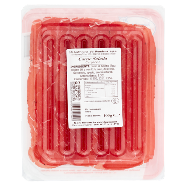Salumificio Val Rendena Carne Salada ricetta del Trentino Carpaccio 100 g