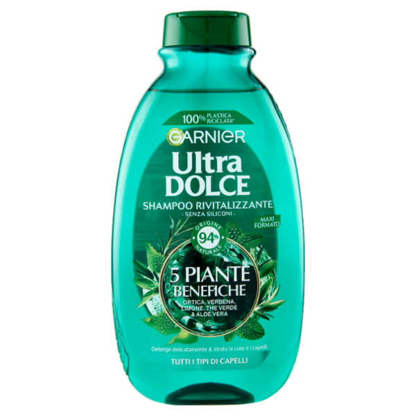 Garnier Ultra Dolce Shampoo 5 Piante per capelli normali, senza parabeni, estratti naturali, 300 ml