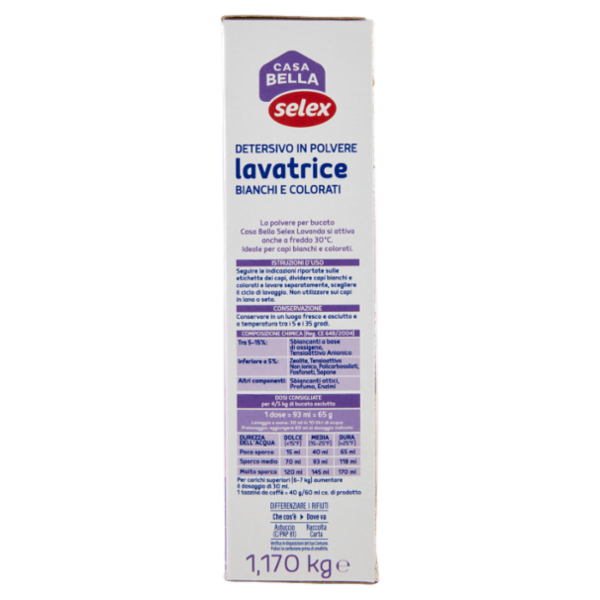 Selex Casa Bella Detersivo per Lavatrice in Polvere Profumo Lavanda 18 misurini 1,170 kg