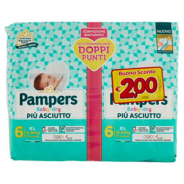 Pampers Baby-dry XL 17 + 17 pz
