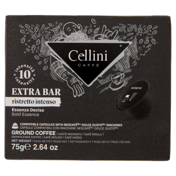 Cellini Caffè Extra Bar ristretto intenso 10 Capsule Compatibili 75 g