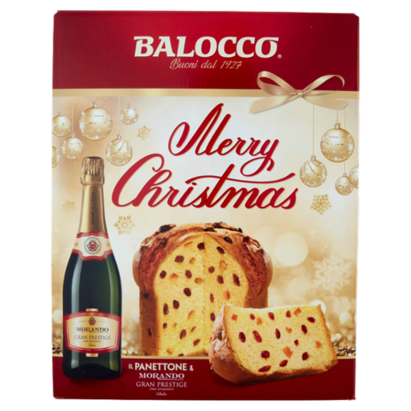 Balocco Merry Christmas il Panettone 750 g & Morando Gran Prestige Vino Spumante Dolce 75 cl