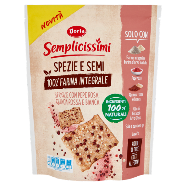 Doria Semplicissimi Spezie e Semi Sfoglie con Pepe Rosa, Quinoa Rossa e Bianca 130 g
