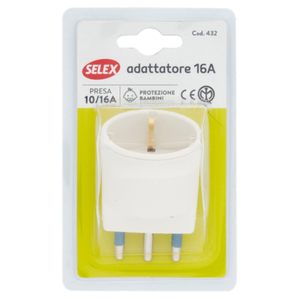 Selex Adattatore Semplice Spina 16A + 1 Presa Tedesca Bianco