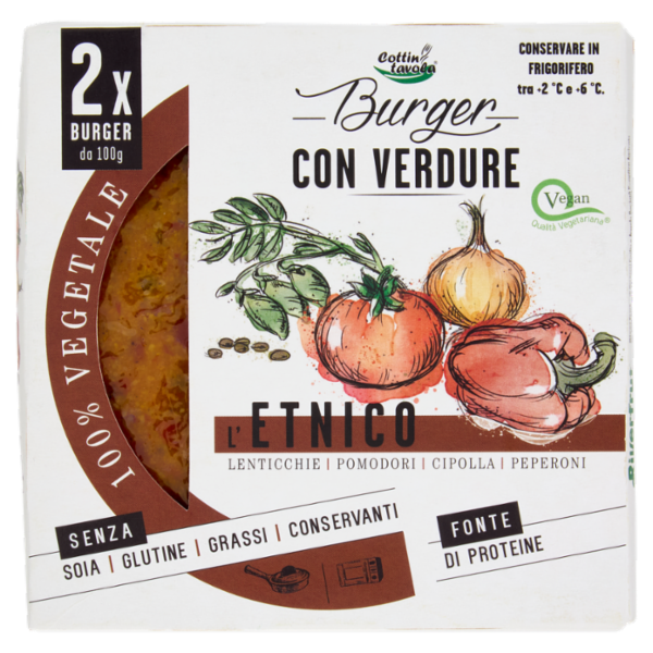 Cottin tavola 100% Vegetale Burger con Verdure l'Etnico 2 x 100 g