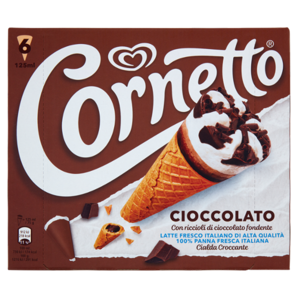 Cornetto Algida Cioccolato 6 Gelati 450 g