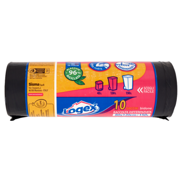 Logex Sacchi bidone Raccolta Differenziata 80x120cm 150L 10 pz