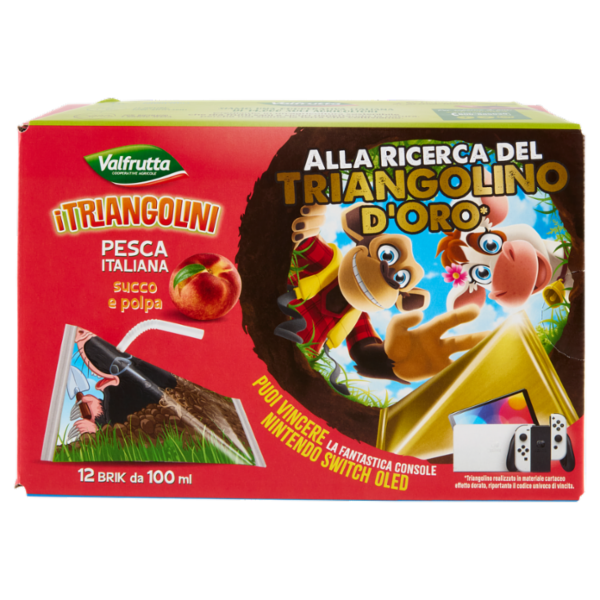 Valfrutta i Triangolini Pesca Italiana succo e polpa Brik 12 x 100 ml